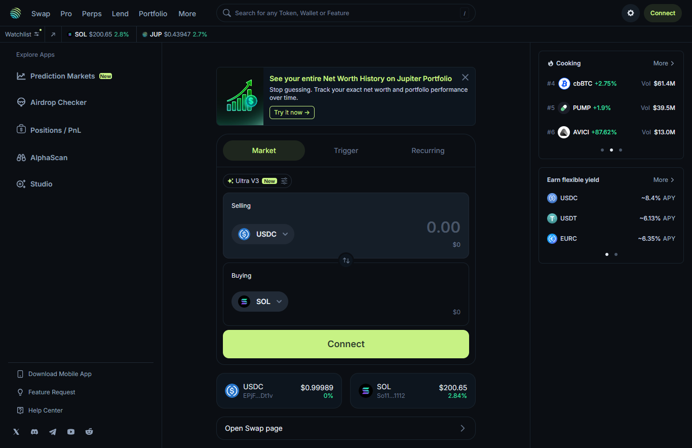 Jupiterswap Solana swap routing dashboard